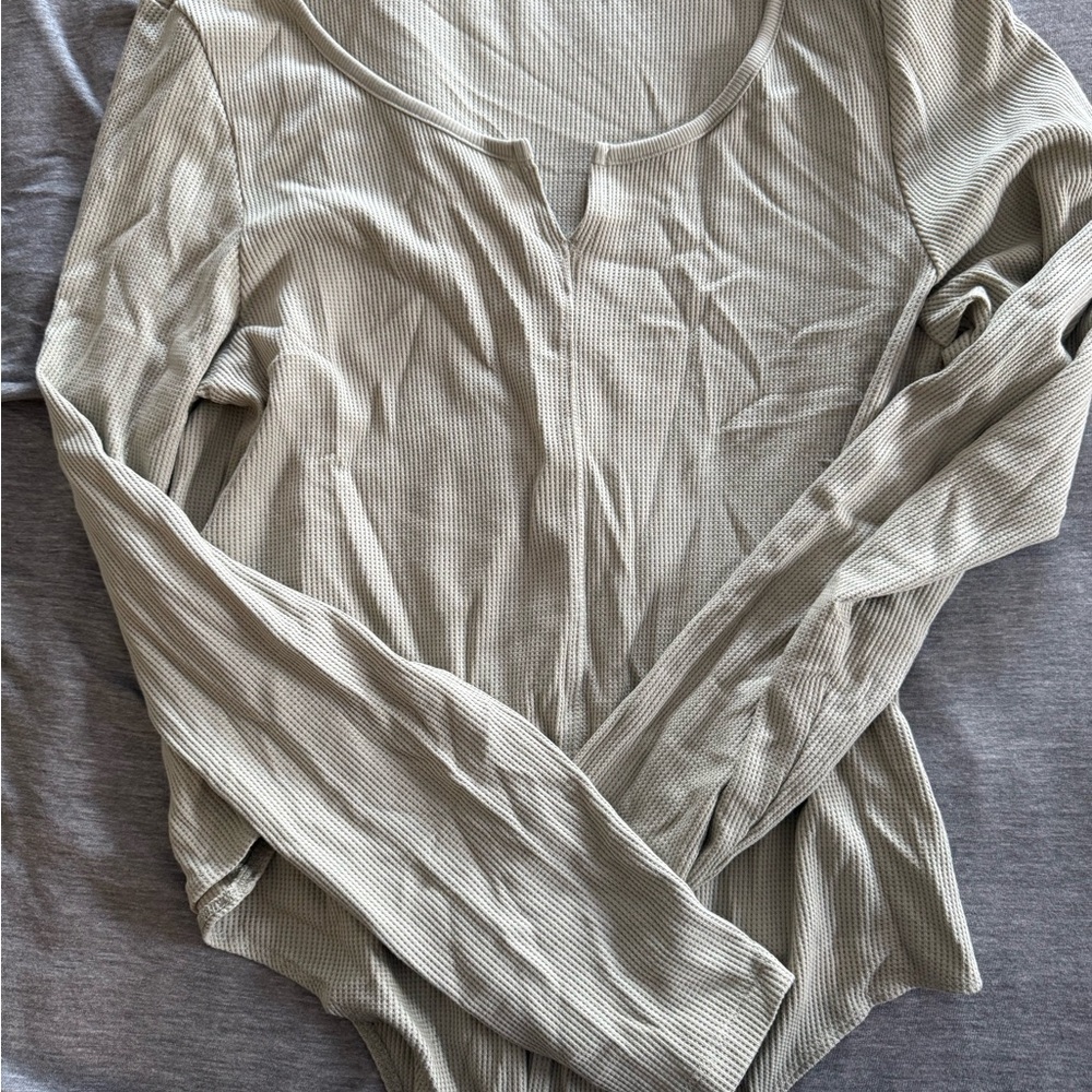 Women's Ribbed Long Sleeve Top - green